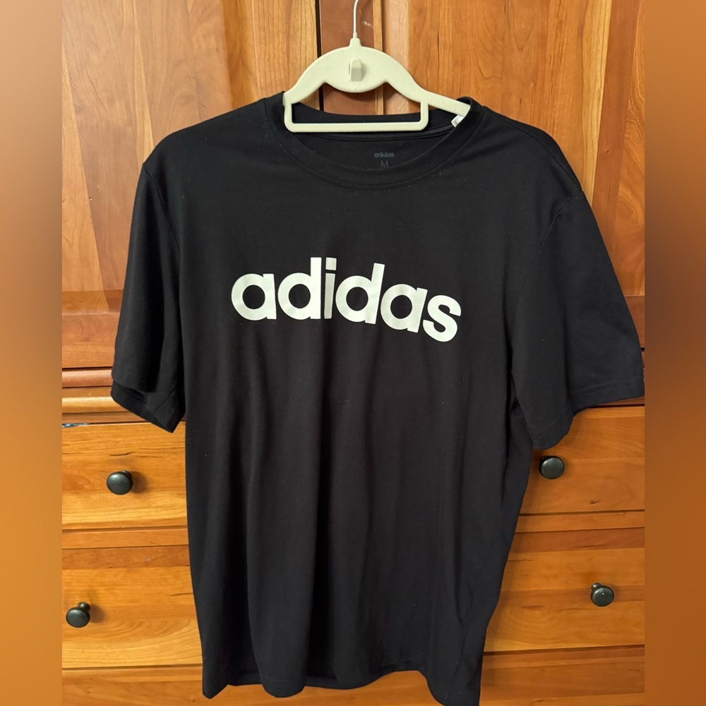 Adidas Climalite Athletic T-Shirt Black White Logo Mens Medium